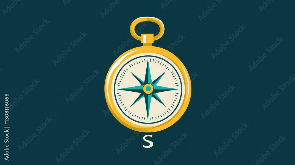 Poster A simple vector drawing of a compass for educational or instructional use