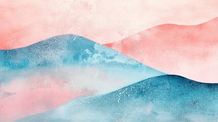Fototapeta premium A soft pastel pink and blue background with watercolor textures.