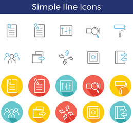 Business simple line icon set, vector illustration