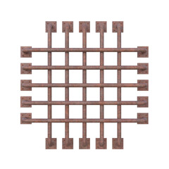Rusty Mounting Grate, 3d illustration isolated on white background