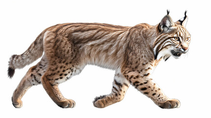 Obraz premium The bobcat (lynx rufus), an elusive wildlife, on a transparent background cutout with a photorealistic illustration. Elusive - Spirit. Illustration