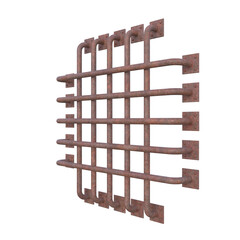 Rusty Mounting Grate, 3d illustration isolated on white background