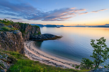 Fototapeta premium norwegian sunrise cliff beach