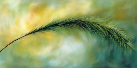 Obraz premium Green grass blade, blurred background, nature scene, artistic