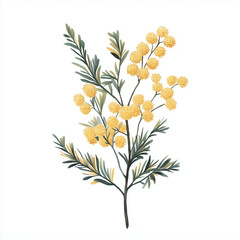 mimosa, flower, plant, nature, yellow, spring, leaf, floral, blossom, flowers, summer, branch, illustration, vector, wild, design, bouquet, decoration, wildflower, beauty, pattern, bloom, flora, tree,