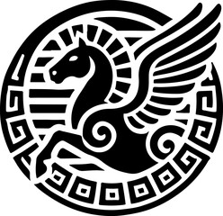 sketch vector illustration silhouette icon logo symbol mandala classic modern animal mythology horse unicorn 