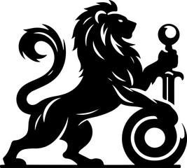 sketch vector illustration silhouette icon logo symbol mandala modern classic mythological animal lion 