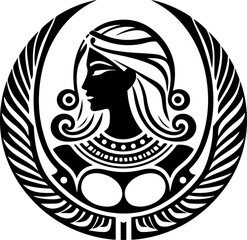 sketch vector illustration silhouette icon logo symbol mandala classic vintage ethnic beauty woman egyptian queen  