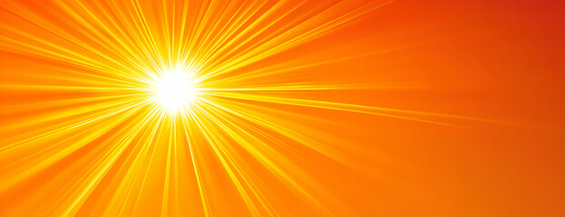 Obraz premium Bright sun rays, orange sky, summer