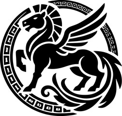 sketch vector illustration silhouette icon logo symbol mandala classic modern animal mythology horse unicorn  