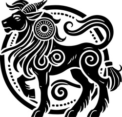 sketch vector illustration silhouette icon logo symbol mandala classic modern animal mythology horse unicorn