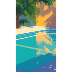 Summer swimming pool outdoors tropical tree vector