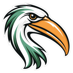 Obraz premium Stork head retro logo illustration animal beak vector