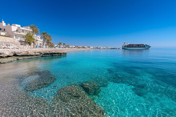  red sea summer midday cargo ship