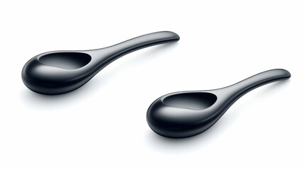 Obraz premium Sleek Black Spoons 3D Render Illustration