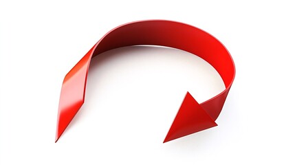Red curved arrow pointing left, cycle, loop, design element, white background