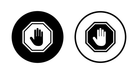 Obraz premium Stop icon logo design. stop road sign. hand stop sign and symbol. Do not enter stop red sign with hand