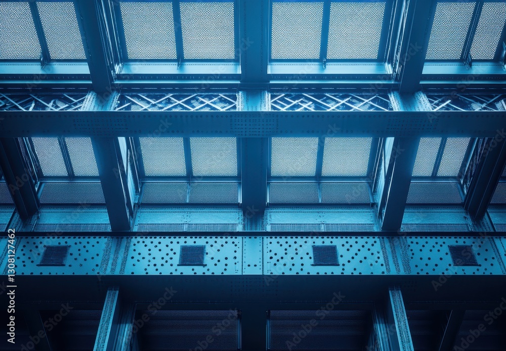 Poster contemporary industrial architecture with geometric patterns and symmetrical design elements capture