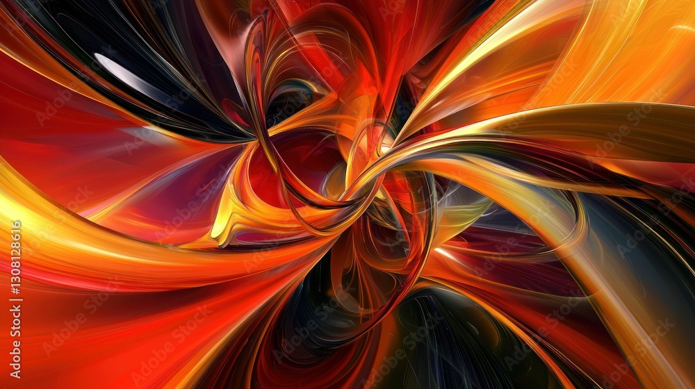 Poster a vibrant 3d abstract composition with swirling shapes and bright gradients.
