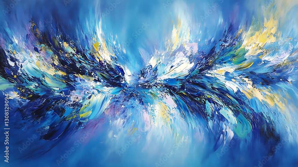 Poster dynamic abstract art creation studio digital artwork colorful atmosphere close-up modern expressioni