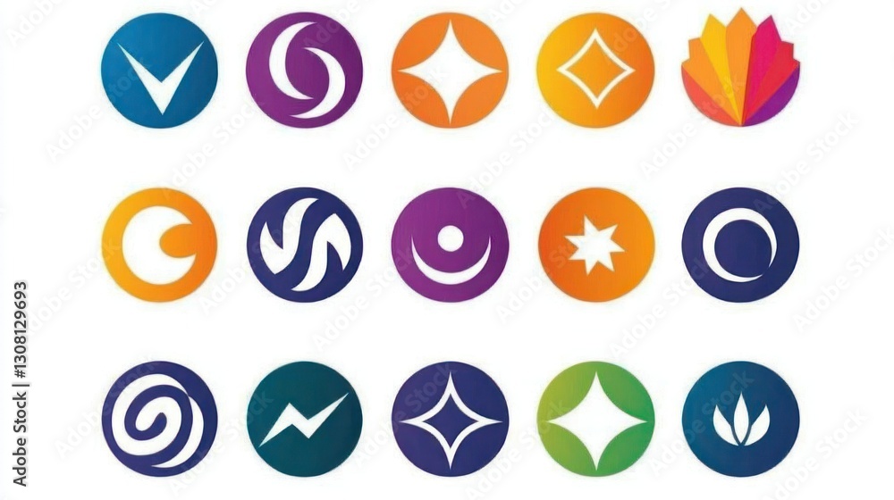 Poster A vibrant EPS icon collection with editable colors, ideal for creating custom business visuals.