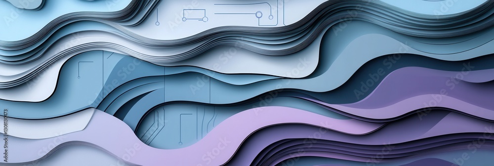 Fototapete futuristic paper art background showcasing layered cut outs reflecting modern digital aesthetic and 