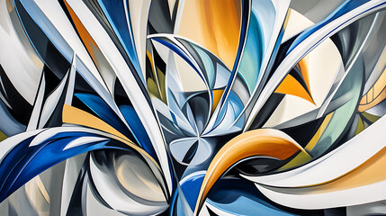 Dynamic abstract art display modern gallery graphic design colorful environment artistic viewpoint contemporary concept