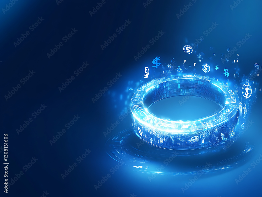 Aufkleber digital currency transaction visualization virtual space graphic design futuristic environment abstr