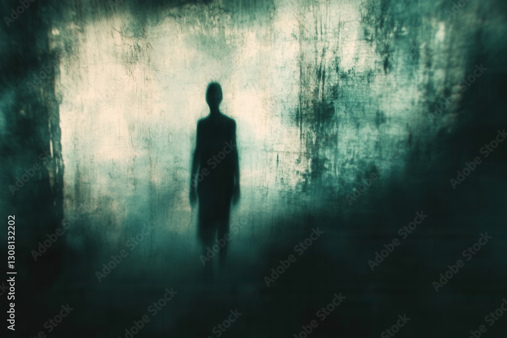 Poster Mysterious silhouettes emerge from dark tones in an abstract background of fear and intrigue Generative AI