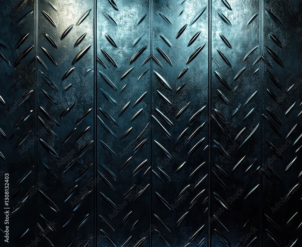 Poster detailed image of a metallic textured surface with diamond patterns, showcasing a glossy and reflect