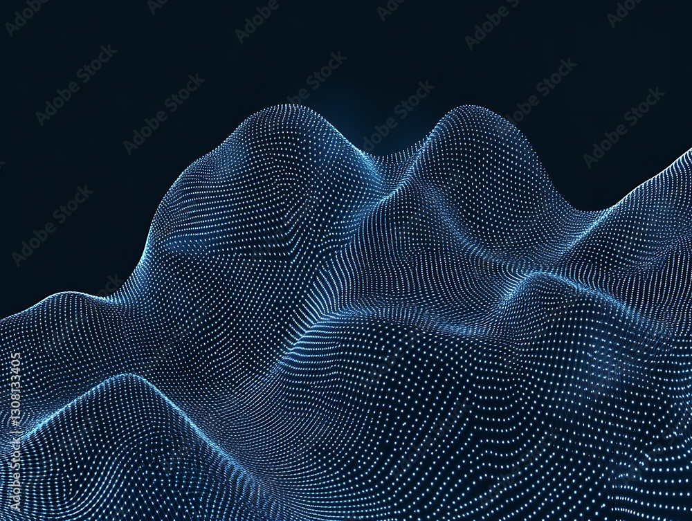 Poster dynamic digital waves virtual environment 3d visualization technology abstract conceptual design