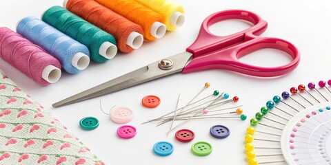 Fashion Design Studio: Tailor's Scissors, Threads & Sewing Accessories Ready for Cutting & Sewing