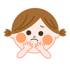 困っている女の子のイラスト　親しみ温かみのあるタッチ