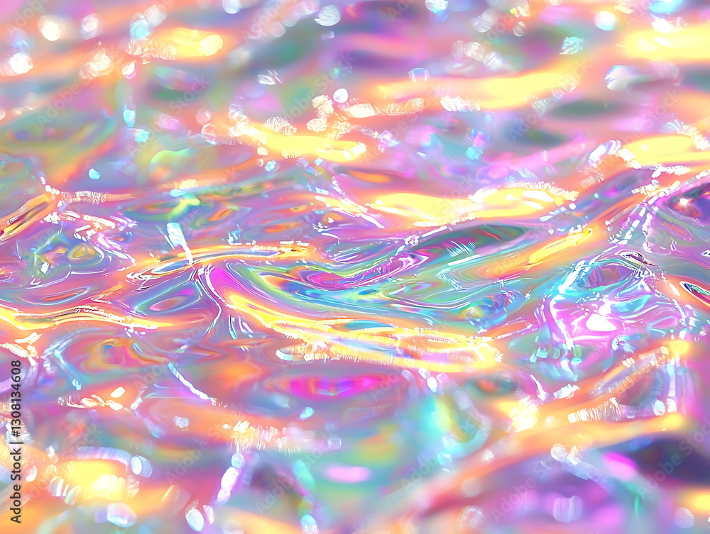 Poster dynamic abstract water surface digital artwork colorful reflections calm environment close-up view v