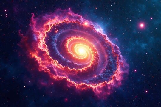 Colorful spiral galaxy in deep space with swirling arms, swirls, astronomy, stars