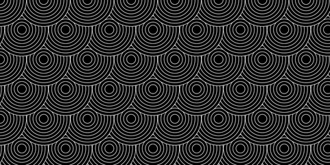 Dark grey Seamless overlapping circles background pattern. Retro pattern, made of glitter waves, lines and circles.  vector gradient gray line abstract pattern Transparent monochrome striped texture, 