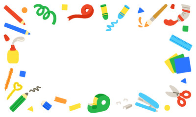 工作　材料　文房具　かわいい　背景素材　イラスト　手書き