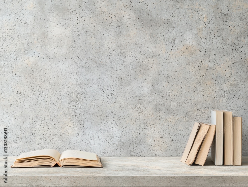 Aufkleber an elegant book resting on a minimalist table surrounded by soft light creating a calm reading envir