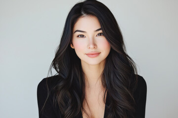 Fototapeta premium A Luxurious long hair styled in voluminous waves, showcasing beautiful blend of hues
