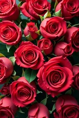 Fototapeta premium Delicate red roses arranged in a seamless pattern, beautiful, bloom, backdrop