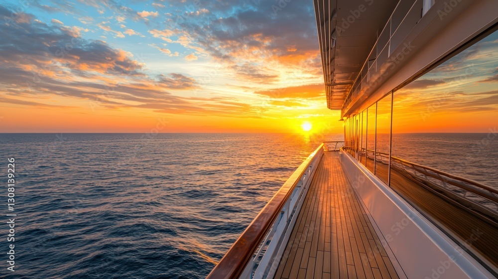 Poster the sun dipping below the horizon, creating a brilliant orange path across the open sea.