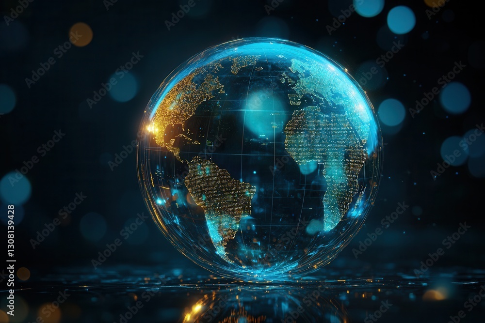 Leinwandbilder futuristic globe design featuring semi transparent structures and glowing highlights for a global di
