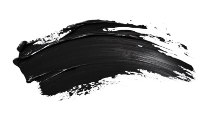 Black paint brush strokes isolated on transparent background, high-resolution png for creative art projects, digital design, and professional graphics.
