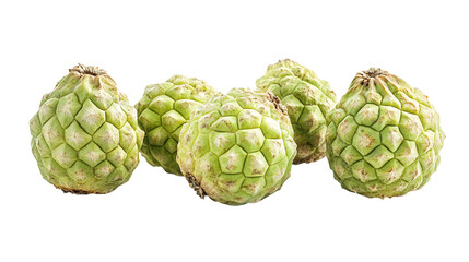 Fototapeta premium High-quality sugar apple isolated on transparent background for culinary designs and tropical fruit illustrations, perfect for health-focused projects and organic produce marketing.