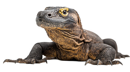 Obraz premium Komodo dragon isolated png with transparent background, ideal for wildlife and nature design projects.