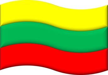 The Lithuanian flag has yellow, green and red colors arranged horizontally. Each color has a symbolic meaning