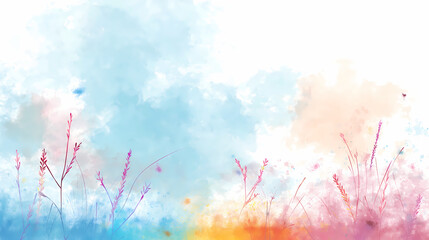 Abstract Pastel Landscape With Blue Sky and Colorful Ground

