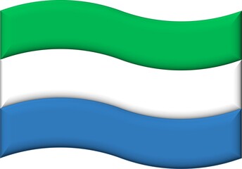 The national flag of Sierra Leone is a flag with a bold arrangement of three colors arranged horizontally