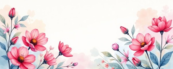 Fototapeta premium Delicate hand-painted floral background in watercolor, hand-painted, watercolor