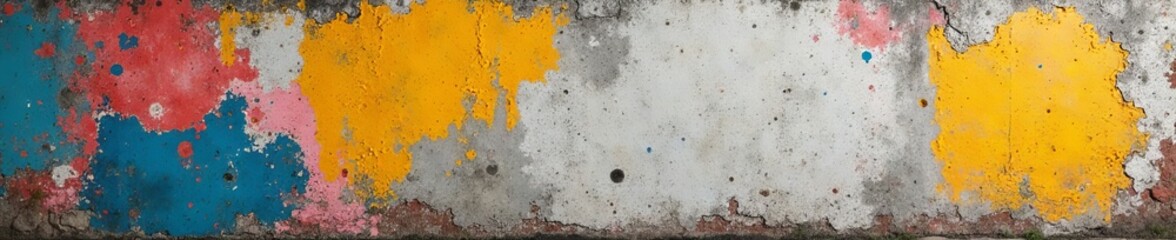 Fototapeta premium Distressed concrete wall with peeling paint and graffiti, urban grunge texture, urban, grunge, peeling paint